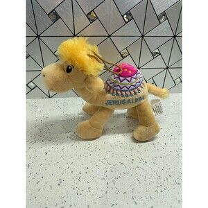 Camel Jerusalem Souvenir 7" Plush Stuffed Animal Tan Pink Blue